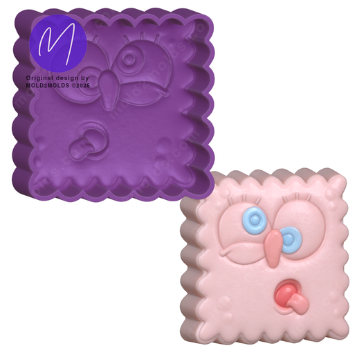 3D SpongeBob Silly Face Bath Bomb STL Mold