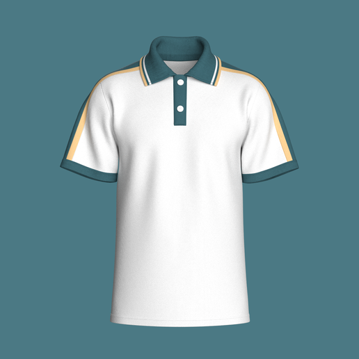 Men Striped Shoulder Polo Shirt  | Marvelous / Clo3d / obj / fbx