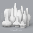 B_All_Renders.png Niedwica Vase Set B_1_10 | 3D printing vase | 3D model | STL files | Home decor | 3D vases | Modern vases | Floor vase | 3D printing | vase mode | STL  Vase Collection