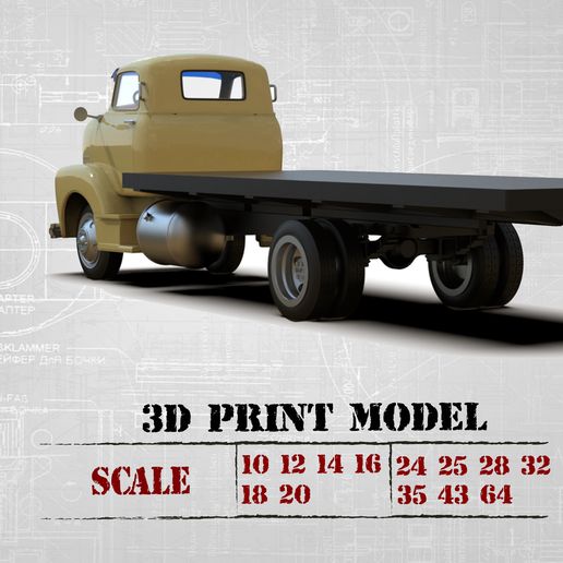 0_2.jpg STL files Hauler Cab Over Engine longbed flatbed Camião
