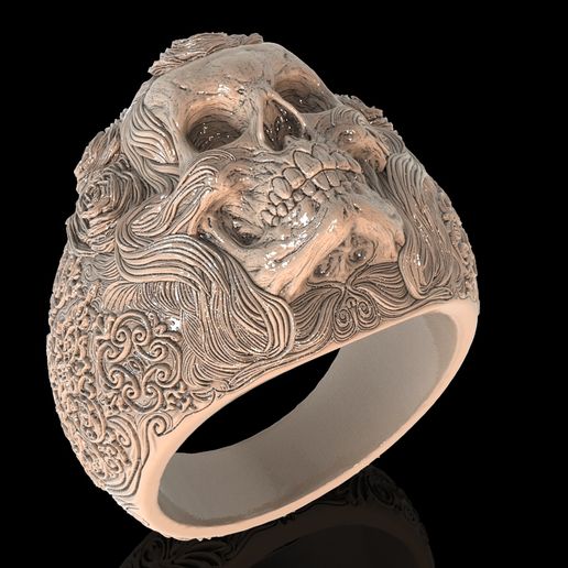 Skull ring jewelry skeleton ring 3D print model 3D model