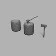 1.jpg 1/12 Scale Miniature Axe and Log STL Set for Dollhouses and Miniature Projects (commercial license)