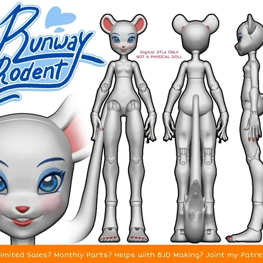 🧸 [Ball Jointed Doll] Runway Rodent BJD - (For FDM and SLA Printing ...
