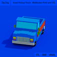 02.png Voxel Pickup Truck - Multicolor Print and STL - 8-bit Pixel Art - Voxel Art