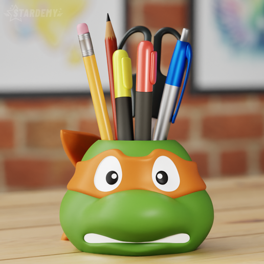 tmnt_planter03.png Ninja Turtles Planter Pen Holder 4 models
