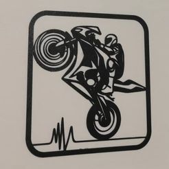 eee1bf19-cfd9-435c-8d31-4088193f2a47.jpg Motorcycle chaser on wheel wall art / stl