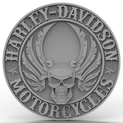 Harley-Davidson-Skull.png 3D Model STL File for CNC Router/Laser & 3D Printer Harley Davidson Skull