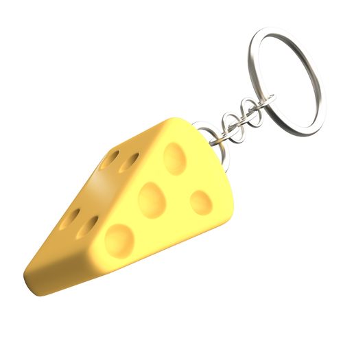 Cheese Slice Keychain.Print-in-place with 3MF included. (No Supports and no Rafts)