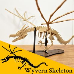 wyvern-pic1.jpg Fichier STL gratuit [Casse-tête fantastique] Squelette de Wyvern・Modèle à télécharger et à imprimer en 3D