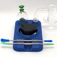 galaxy-blue-front-prop.jpg Double Dab Tool Stand with Carb Cap/Bucket and Large Jar Holder