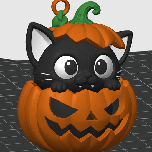 Halloween Cat Pumpkin Hanging Ornament – 3D Printable