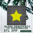 1-star-ornament-blank.png Christmas Ornament Bundle 4 Blank ornaments / personalized shapes / gifts / bllank templates / crafts / kids crafts