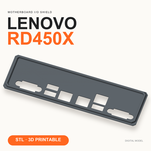 Lenovo RD450X I/O Shield — Replacement Backplate STL