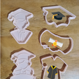 Sin-título.png OBJ file Graduation cookie cutters. 5 pieces・3D printable model to download