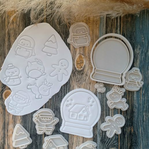 Christmas Sphere Cutter and Stamps Set Christmas Cookies Christmas Holidays 3D model