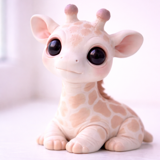 Cute Kawaii Baby Giraffe Figurine – Big Eyes Animal 3D Print