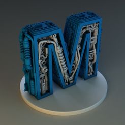 Lettre_M_Rendu_01.jpg Datei STL STEAMPUNK LETTER M・Design für 3D-Drucker zum herunterladen