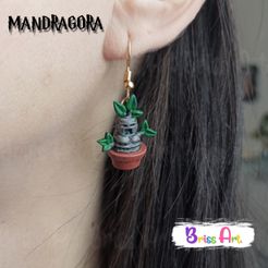 Mandragora-pintada-1.jpg STL file MANDRAGORA 3D EARRINGS・3D printing design to download