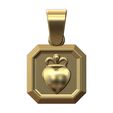 Crown-heart-11x11mm-emrald-shaped-pendant-charm-00.jpg Crown heart square emerald shaped pendant charm with bail 3D print model