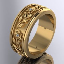 argolla hojas.jpg Archivo STL Argolla Hojas Flor.・Modelo de impresión 3D para descargar