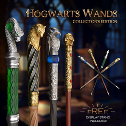 Wand-Showcase-01.png STL file Hogwarts Wands of the four houses - Hogwarts Mascot Wands・Design to download and 3D print