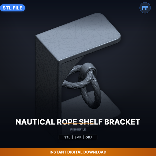 Nautical Rope Shelf Bracket - 3D Printable STL File