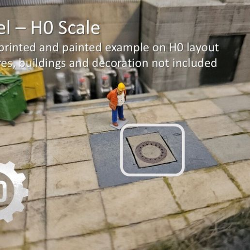 Folie2.jpg H0 Maßstab - Stadtentwässerung und Versorgungsabdeckungen Set 3D-Druck Modell
