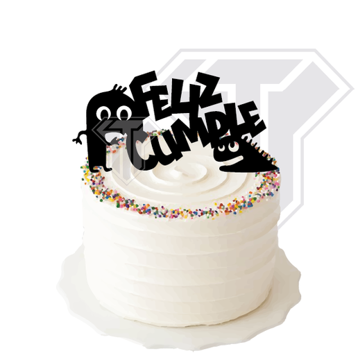 Children cake topper - Happy birthday with monster 3D model