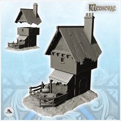 1.jpg STL file Stone house with chimney and wooden enclosure (3) - DnD Wargaming Medieval War of the Rose Saga・3D printable model to download