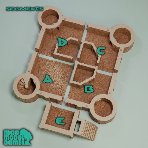 Castle-Keep-Floor-Segments-All-Web.jpg Castle - Norman Keep, DND scenery, medieval building, fantasy architecture, wargame scenery, 28mm and 32mm scale