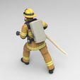 fire6.jpg Firefighter with Hose Figure - Fire Rescue Worker Using Water Hose