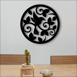 Ave-2.png Archivo STL Ave naturaleza decoración de pared・Objeto imprimible en 3D para descargar