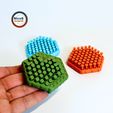 fidget-wobble-pins-hex-07.jpg Hexagon Fidget with Moving Pins - Print in Place Desk Toy & Keychain, 3 Sizes