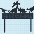 DinoFelizCumplev1color.png Happy Birthday Dinosaurs Cake Topper
