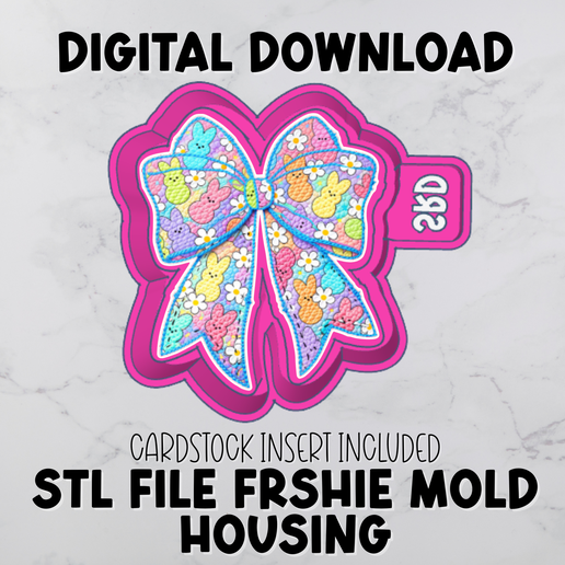 Faux Yarn Easter Bow STL File Freshie Mold Housing With Cardstock Insert