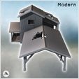 5.jpg Damaged building with a central tower, tin roof, and large side awning (23) - Modern WW2 WW1 World War Diaroma Wargaming RPG Mini Hobby
