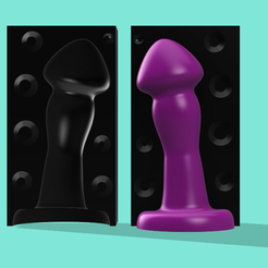 Model-and-Mold-1.png Fichier STL gratuit M. Mushroom Gode à grande tête et moule en deux parties・Modèle à télécharger et à imprimer en 3D