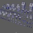 Low_Poly_Normal_Snow_Trees_Pack_Cults3D_Wireframe_01.png Package Trees Trees Rocks Vegetation Video Game Low Poly