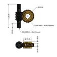 CD45-Shaft-TD.jpg Worm Gear - Center D. 45 mm - Ratio  35 & 40 - Worm with Shaft