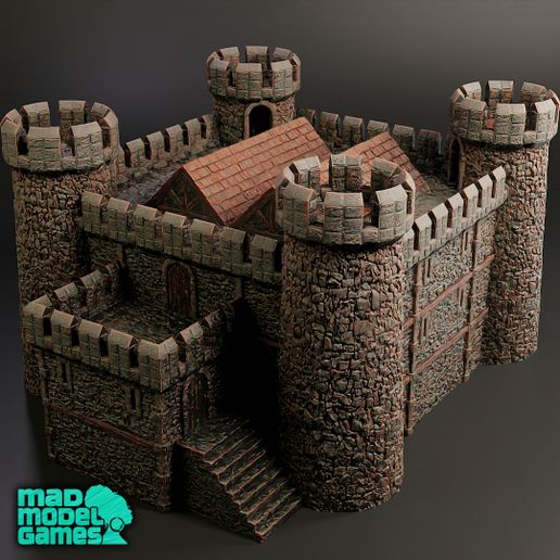 Castle-Keep-Full-1-NEW.jpg Castle - Norman Keep, DND scenery, medieval building, fantasy architecture, wargame scenery, 28mm and 32mm scale