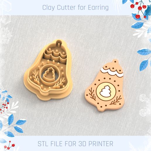 Christmas Cookies Bell Clay Cutter, Winter Earring Cutters, Christmas Clay Cutters, Mini Clay Cutters 3 Sizes 3D model