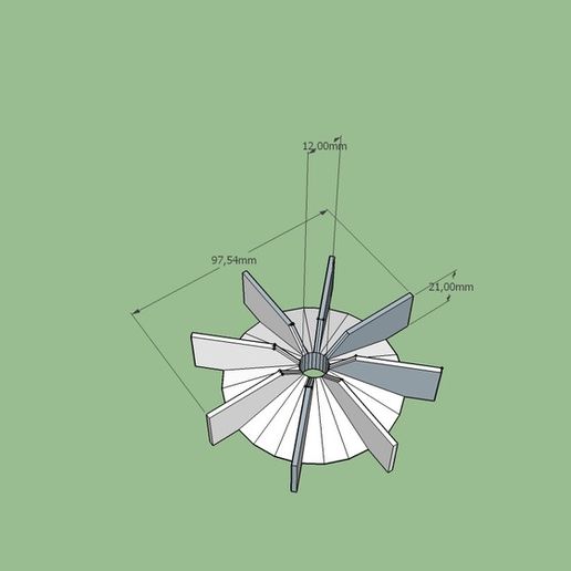 waterpump motor fan 12mm axel 3D model