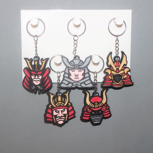 5 Samurai Keychains 3D model