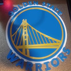 Golden-State-Warriors.jpg STL file Golden State Warriors Wall Logo Plaque with Screw mounted Keyhole - 29cm Tall・3D printable model to download