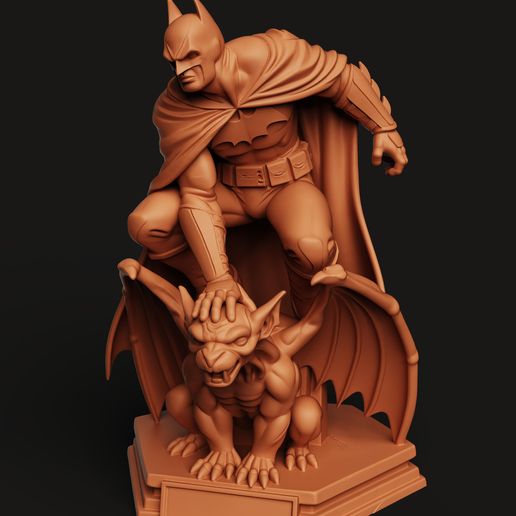 🗿 Batman Crouching on Gargoyle | Dark Knight Statue・Free STL