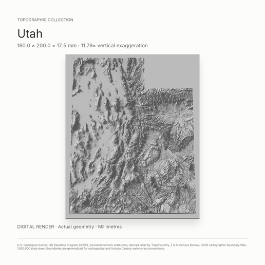 Utah Whole-Area 3D Terrain STL + 3MF | Two Printable Versions - STL and 3MF Bundle