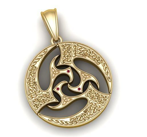 Tribal Triskelion Circle Pendant 3D PRINTABLE MODEL