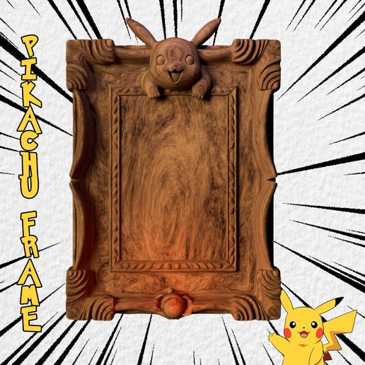 Pikachu Pokemon Antique Frame