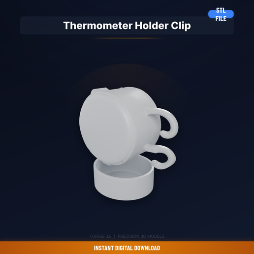 Candle Wax Thermometer Holder Clip, Attaches To Pot - 3D Printable STL File