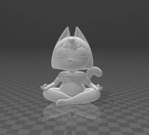 Meditating Egyptian Cat / Pharaoh Anime Figurine – 3D Print Model